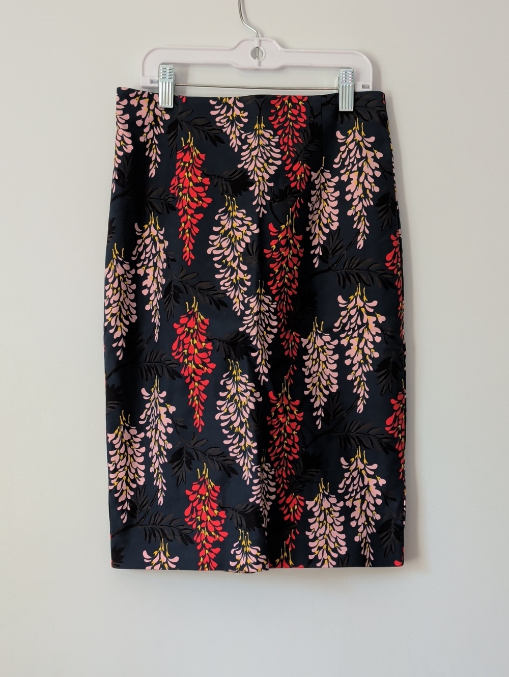 Boden Black Pencil Skirt with Pink & Red Floral Cascade